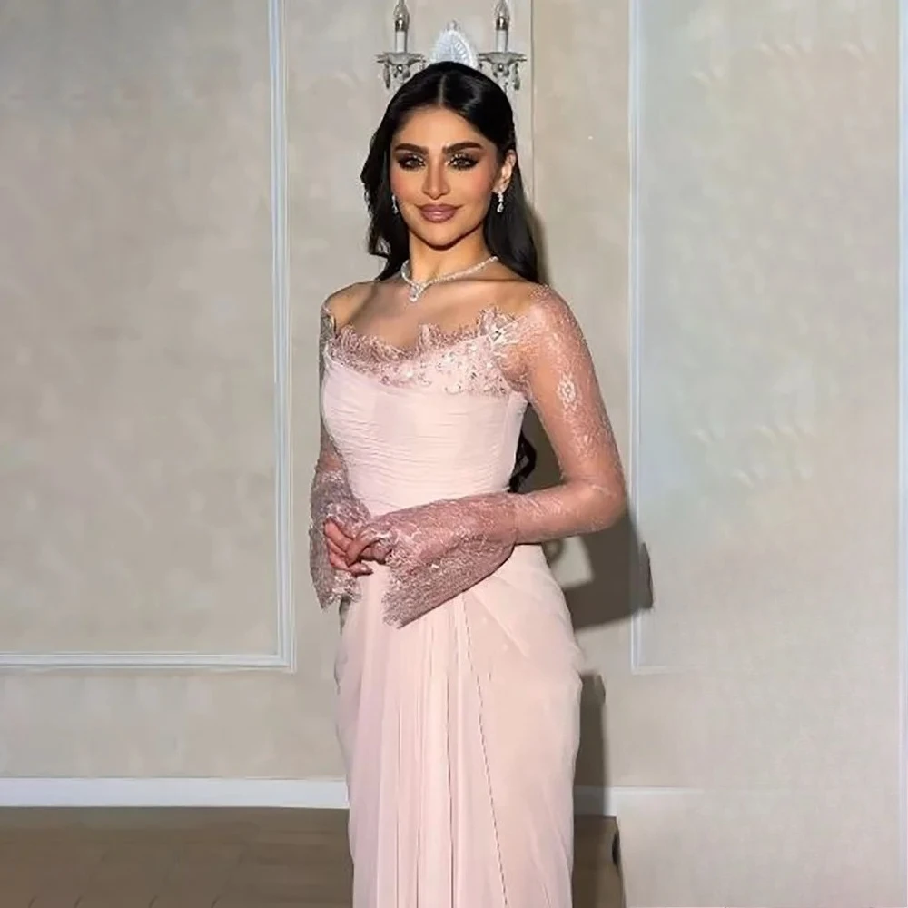 فساتين سهرة سعودية بحورية البحر من الكريب مخصصة أنيقة بدون أكتاف شيفون مطوي لامعة عالية الجودة فستان حفلات للنساء #2