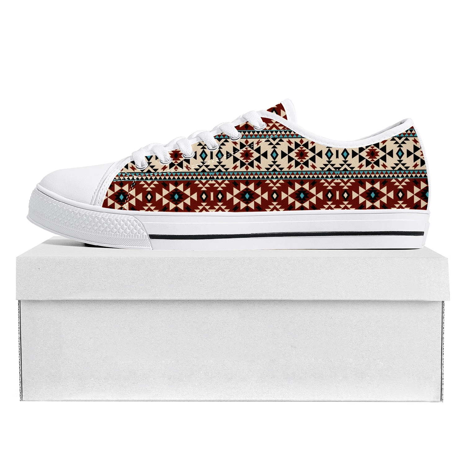 Modello etnico tribale azteco Low Top Sneakers di alta qualità uomo donna adolescente Sneaker su misura in tela scarpe Casual da coppia