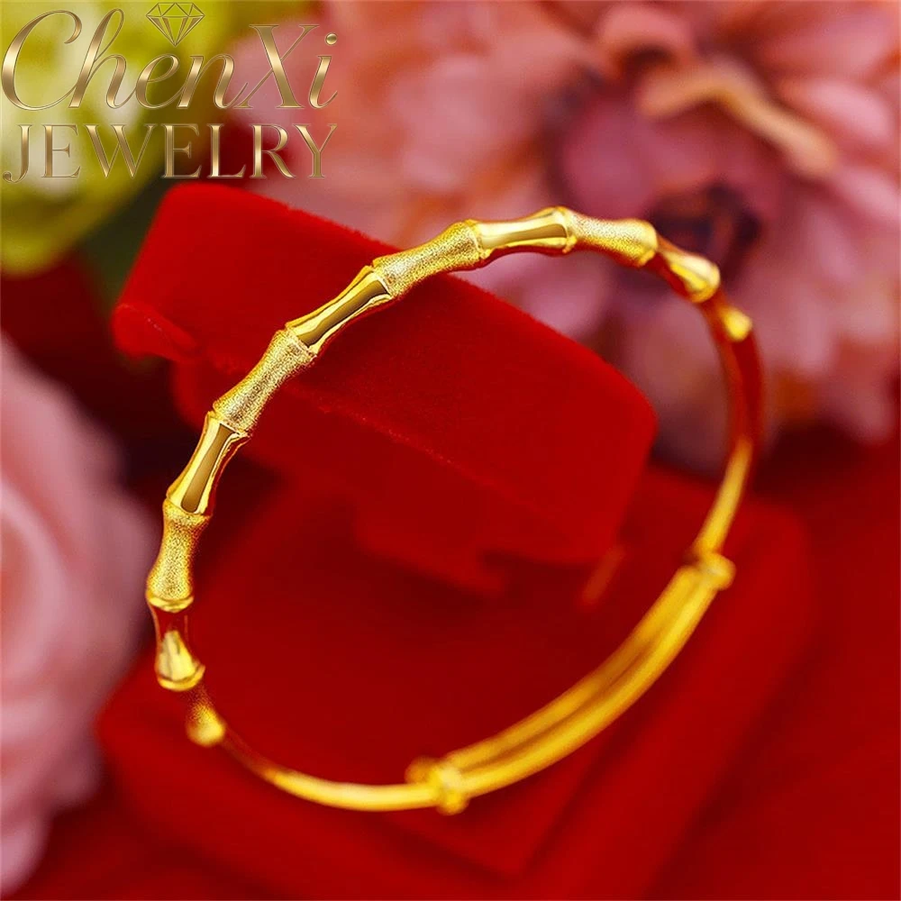 High-End Sand Gold Bamboo Joint Bracelet Luxury Quality Fashion Fine Jewelry Exquisite Elegant Charms Best Popular Young Gift