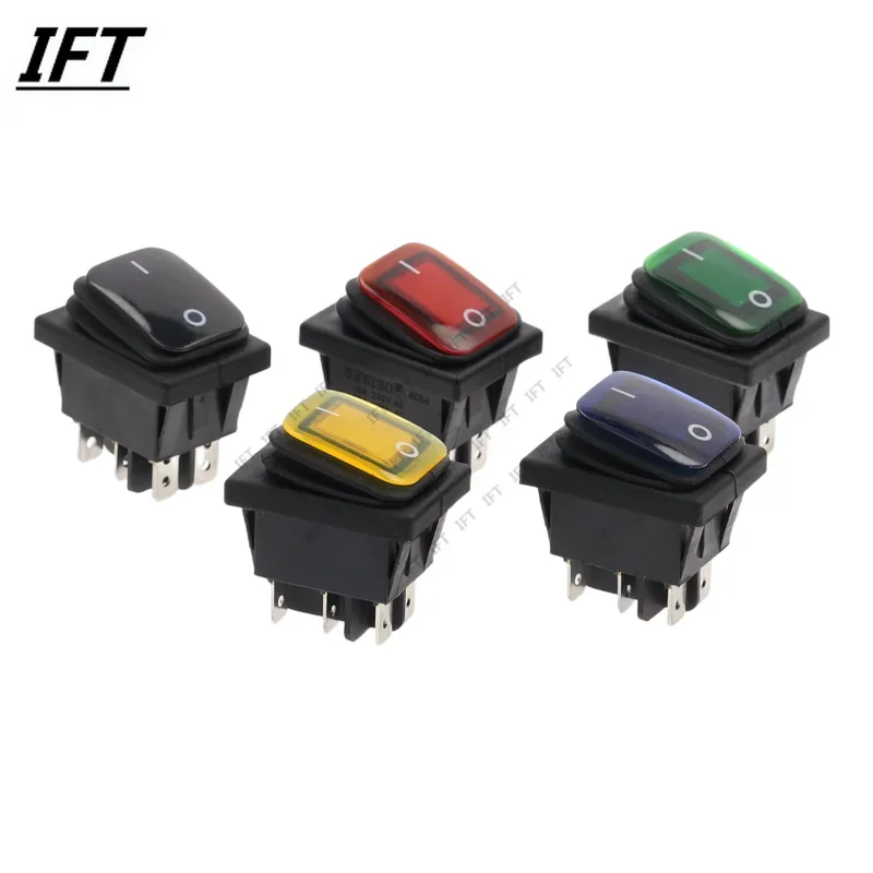 

10pcs 30x22mm Heavy Duty Waterproof Rocker Switch Red LED 220V Light Illuminated 16A 250VAC KCD4-201 DPST Switchs 6pin