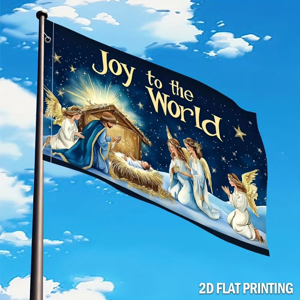 Jesus Nativity Scene Garden Flag Durable Acrylic Polyester Christmas Holiday Banner