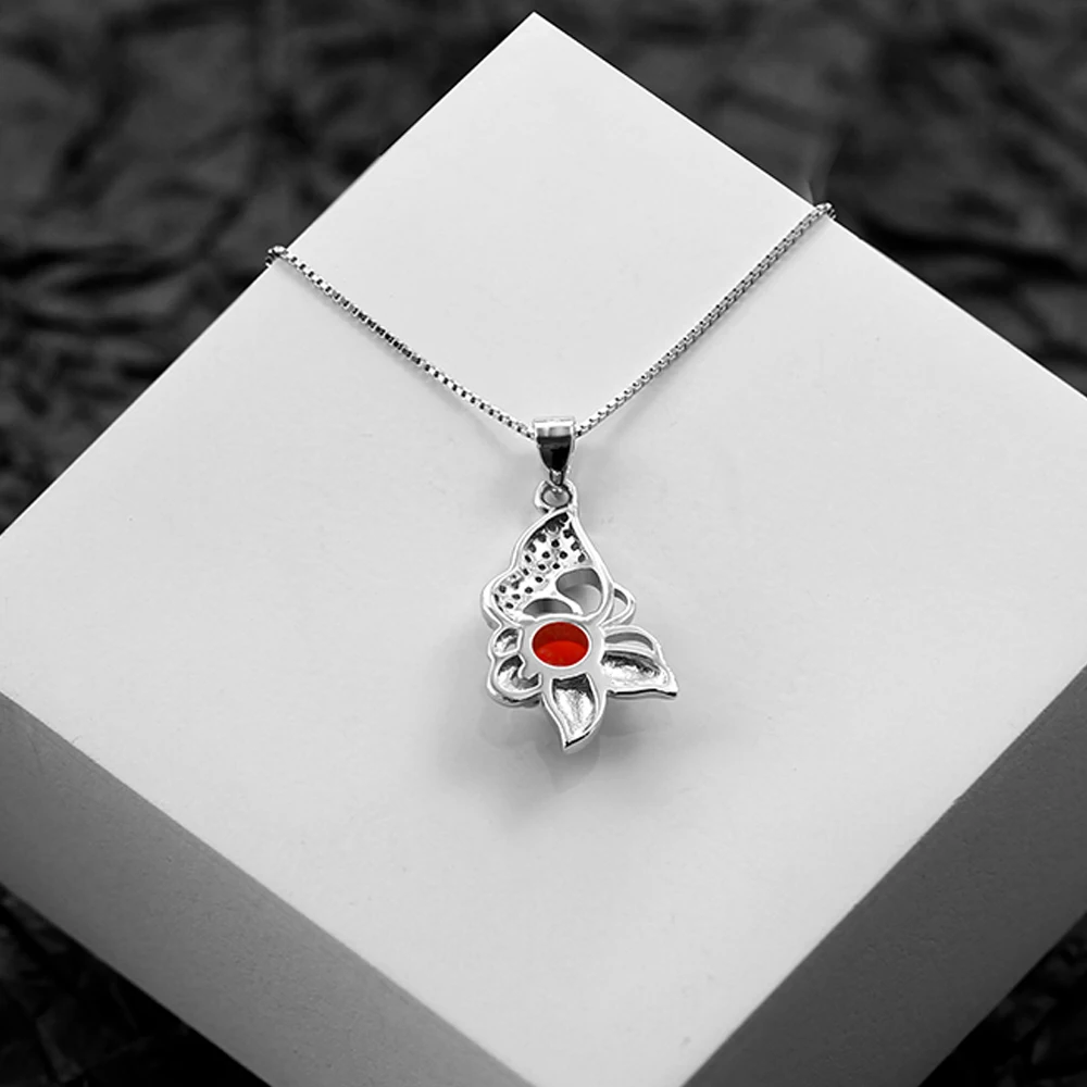 New Jewelry Pendant Butterfly Flower Special Design 925 Silver Opal Pendant for Women