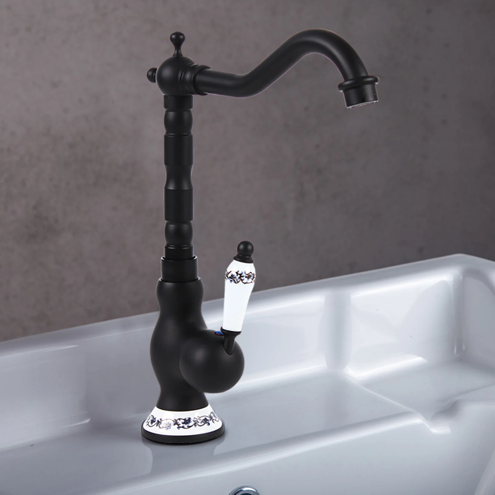 Tall Wash Basin Tap Black Single Lever Mixer Tap 3/8 Inch Bathroom Tap For Bathroom Kitchen 19cm 32cm 6cm