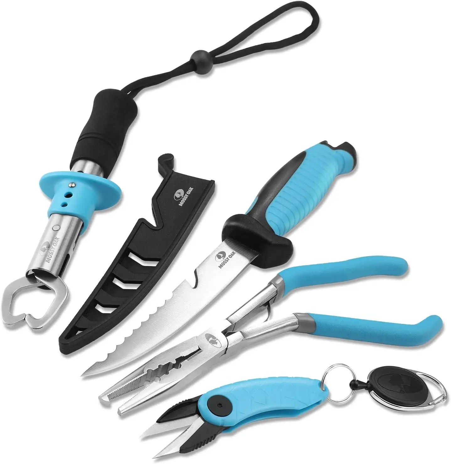 

Набор рыболовных инструментов с плоскогубцами, захватом для рыбы, съемником крючков, шнурками и чехлом — солестойкие аксессуары для мужчин