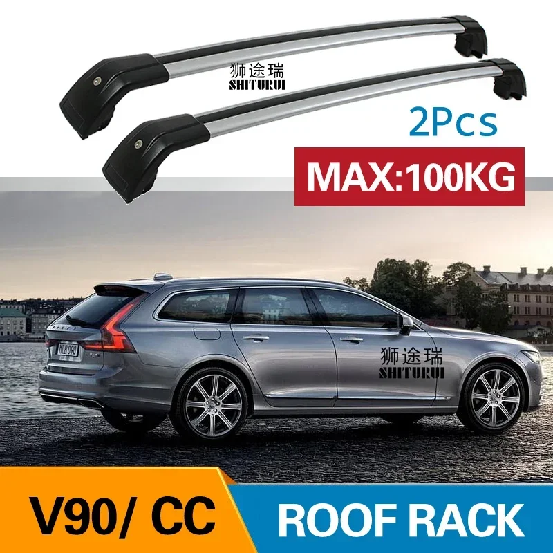 2Pcs Roof bars For Volvo V90 CC CROSS COUNTRY 235, 236 2016-today Aluminum Alloy Side Bars Cross Rails Roof Rack Luggage Carrier