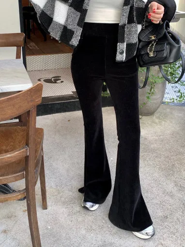 

High Waist Bla Casual Pants Women's Sle Chic Slimming Trousers Autumn New Arrival Long Pants Ele Personali