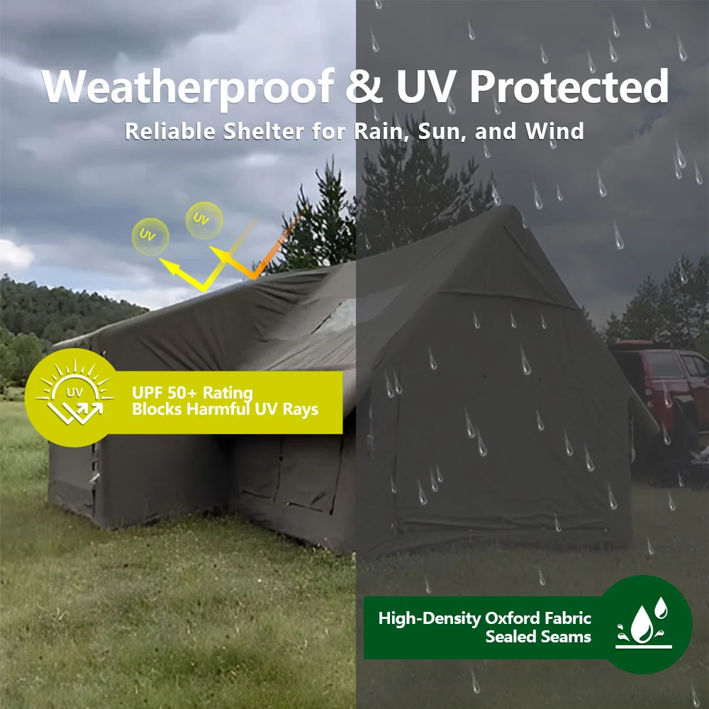 Inflatable Camping Tent, Waterproof Oxford Fabric 565x365x265cm Cabin Tent