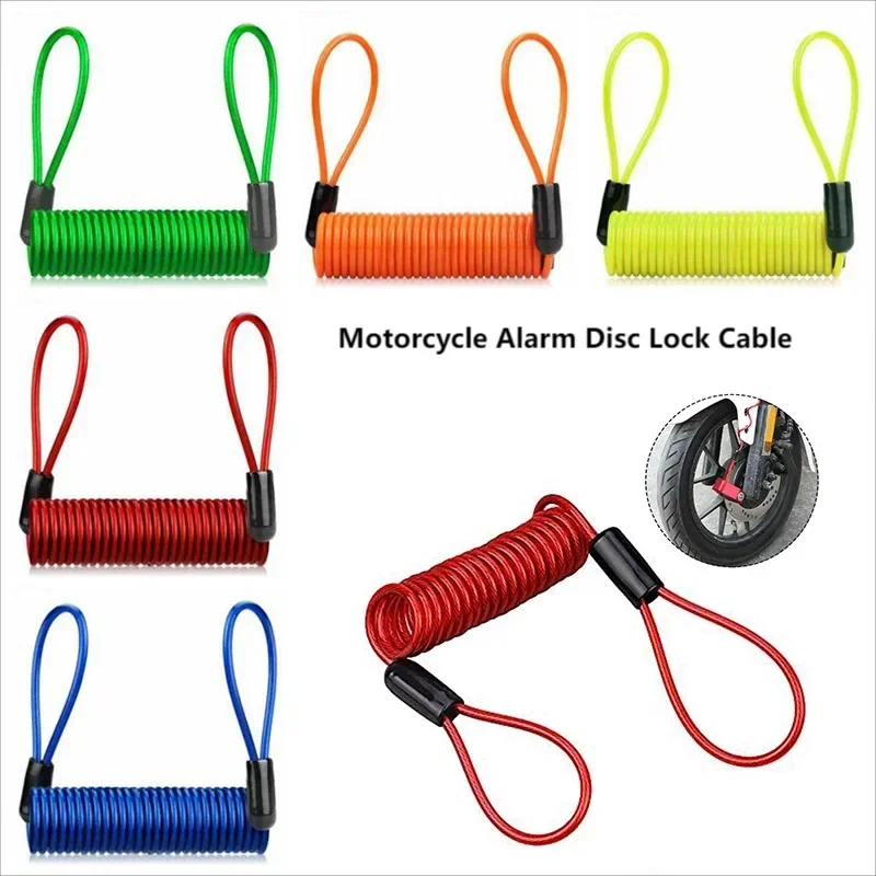 Disc Lock Reminder Cable Security cable Motorcycle Security Spring minders wire Bike Alarm Disk Cables Coil 1.2m