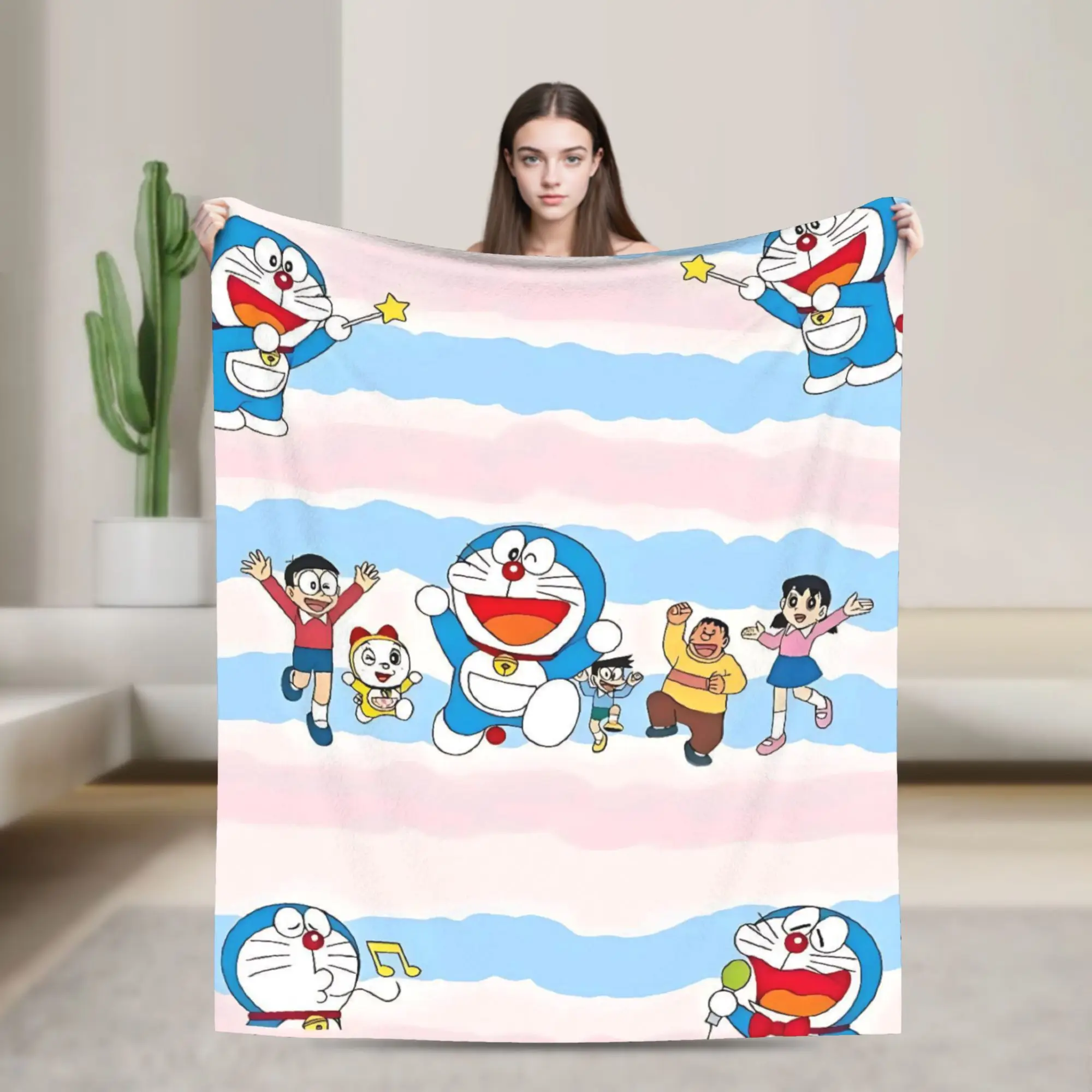 D-Doraemons Anime Cat Coral Fleece Plush Throw Blanket  Blankets for Home Office Lightweight Thin Plush Thin Quilt