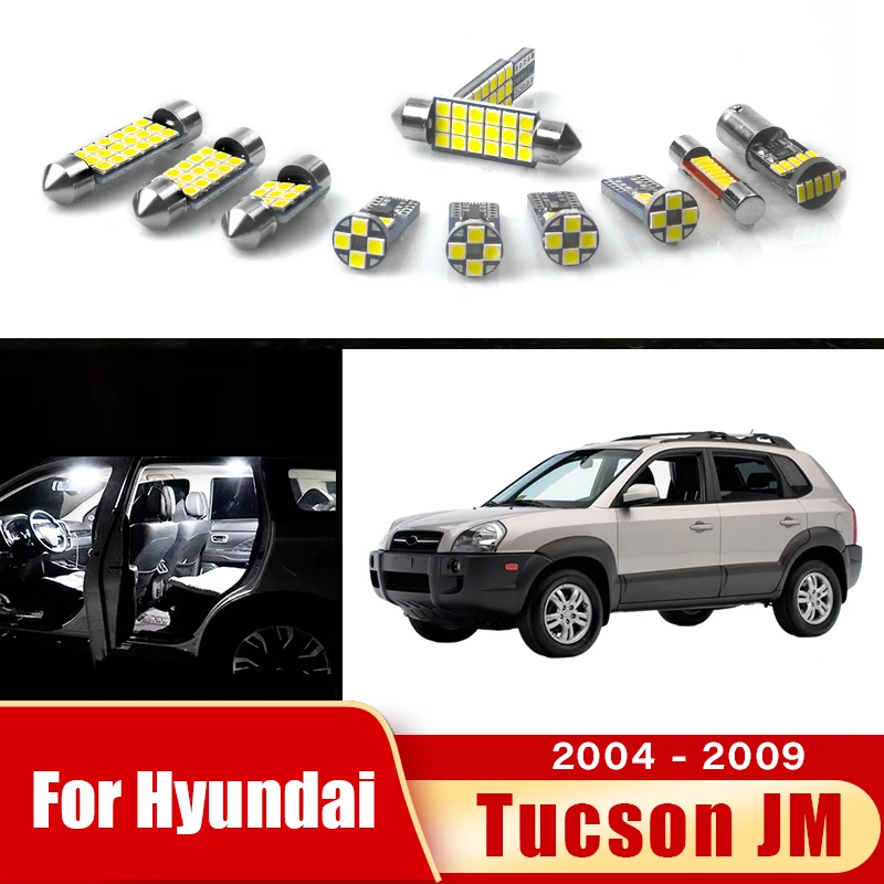 12pcs Car LED Bulbs For Hyundai Tucson MK1 1 I JM 2004 2005 2006 2007 2008 2009 Interior Reading Lamp Trunk Light Accessories