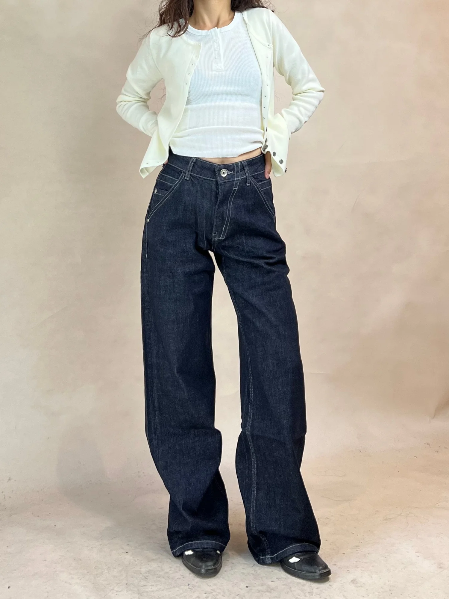 

Женские джинсы DINA2026 в стиле ретро, однотонные, со средней посадкой, стрейч, прямые, облегающие, повседневные, осенние, с эластичным поясом