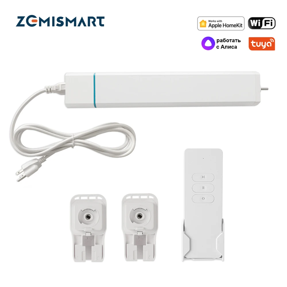 Zemismart Homekit WiFi Smart Curtain Motor Work with HomePod Mini Siri Voice Control for Electric Curtain Track Curtain Rails