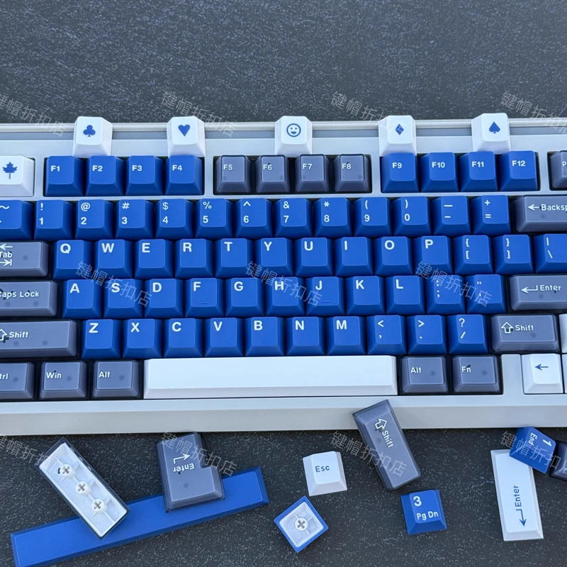 163 Keys/set Samurai Blue Keycap ABS Double Shot Key Caps Cherry Profile Semi Translucent Keycap For MX Switch Keyboard