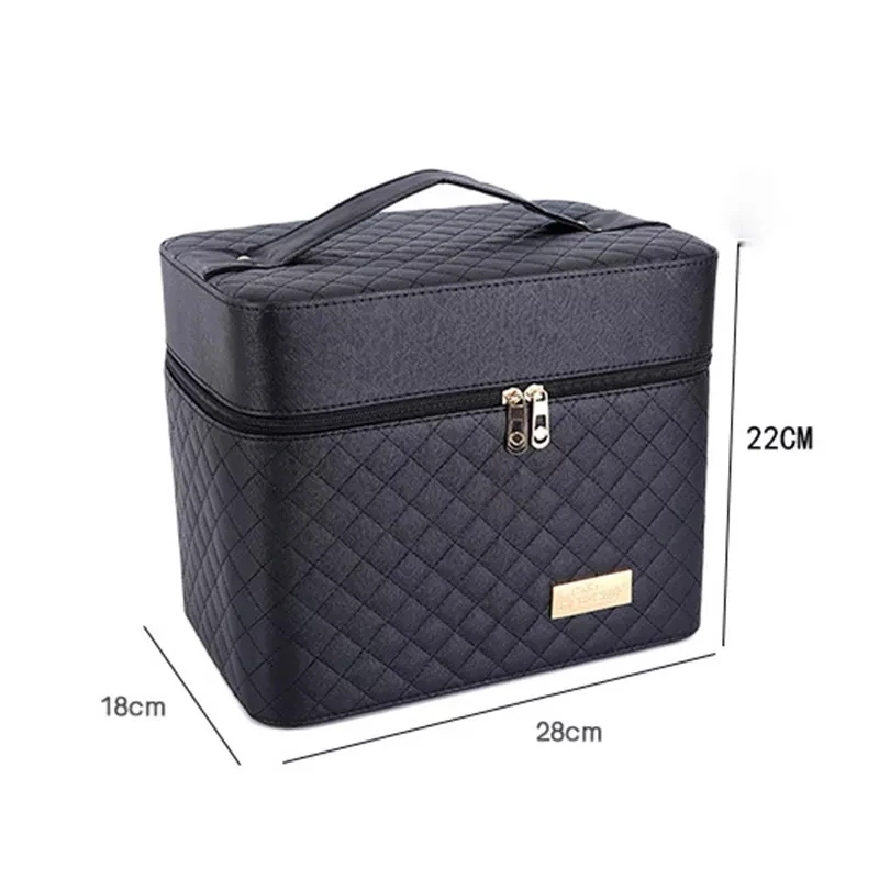 Professional Women Large Capacity Makeup Fashion Toiletry Cosmetic Bag Multilayer Storage Box Portable Make Up Suitcase