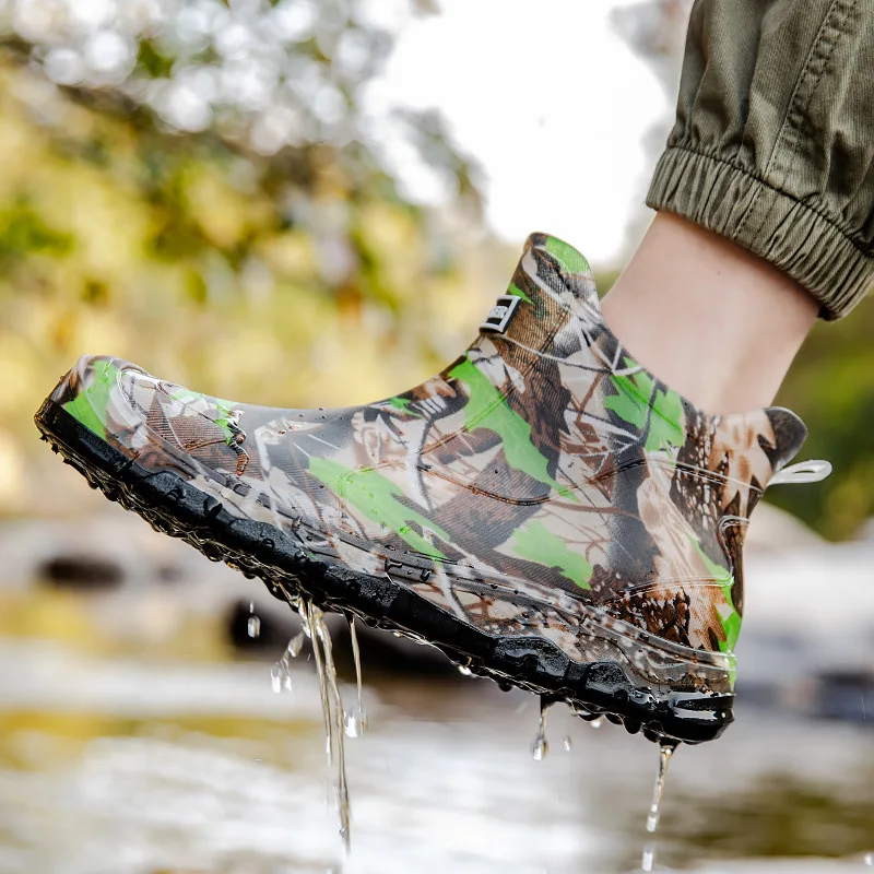 Casual Versatile Wear-resistant Camouflage Rain Boots Men's Rain Shoes Waterproof Short Rubber Shoes Non-slip Labor Water Boots