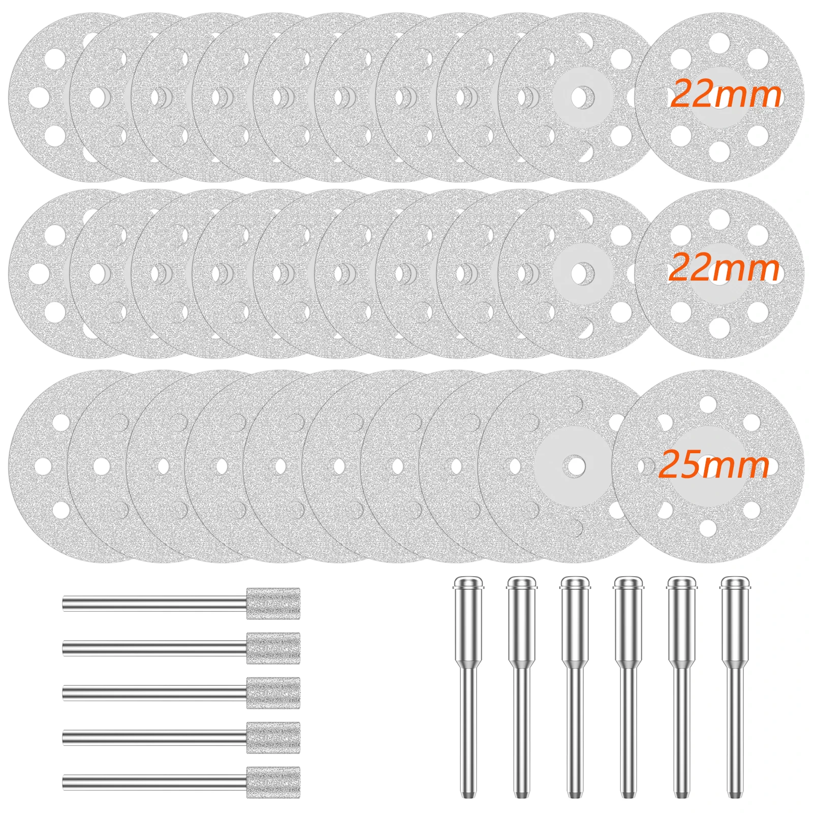 41Pcs Diamond Cutting Wheel Rotary Tool Cutting Discs with 6Pcs Rod Glass Stone Cut Off Disc With Grinding Wheels for Air Tool