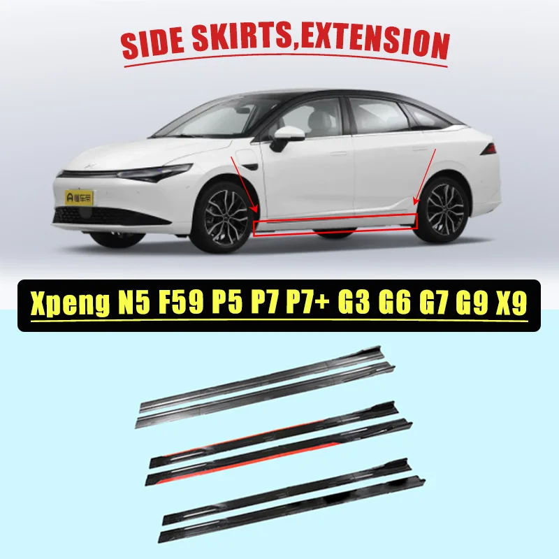 

For Xpeng N5 F59 P5 P7 P7+ G3 G6 G7 G9 X9 Car Side Skirt Extension Plate Lip Separator Bumper Racing Side Spoiler 8PCS 2M/2.18M