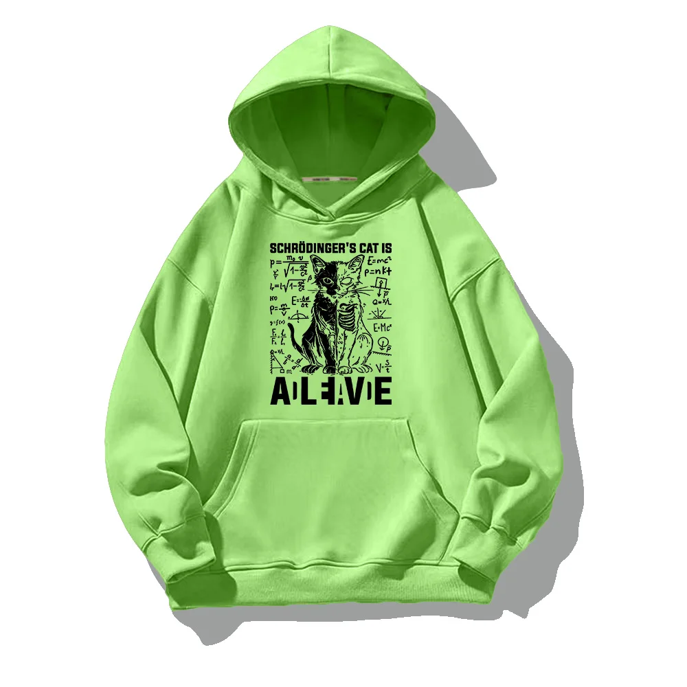 Schrodinger\'s Cat Dead and Alive Physics Hoodie Men Women Aesthetic Sweatshirts Fall Oversized Pullovers Creative Harajuku Hoody