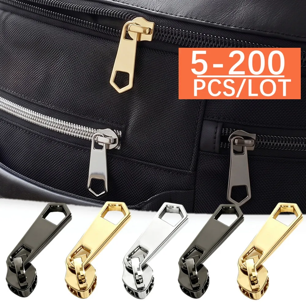 5-200Pcs 5# Nylon Zipper Sliders for Zips Tape Clothes Coat Zippers Pull Head Backpack Zip Repair Kit DIY Sewing Accessories
