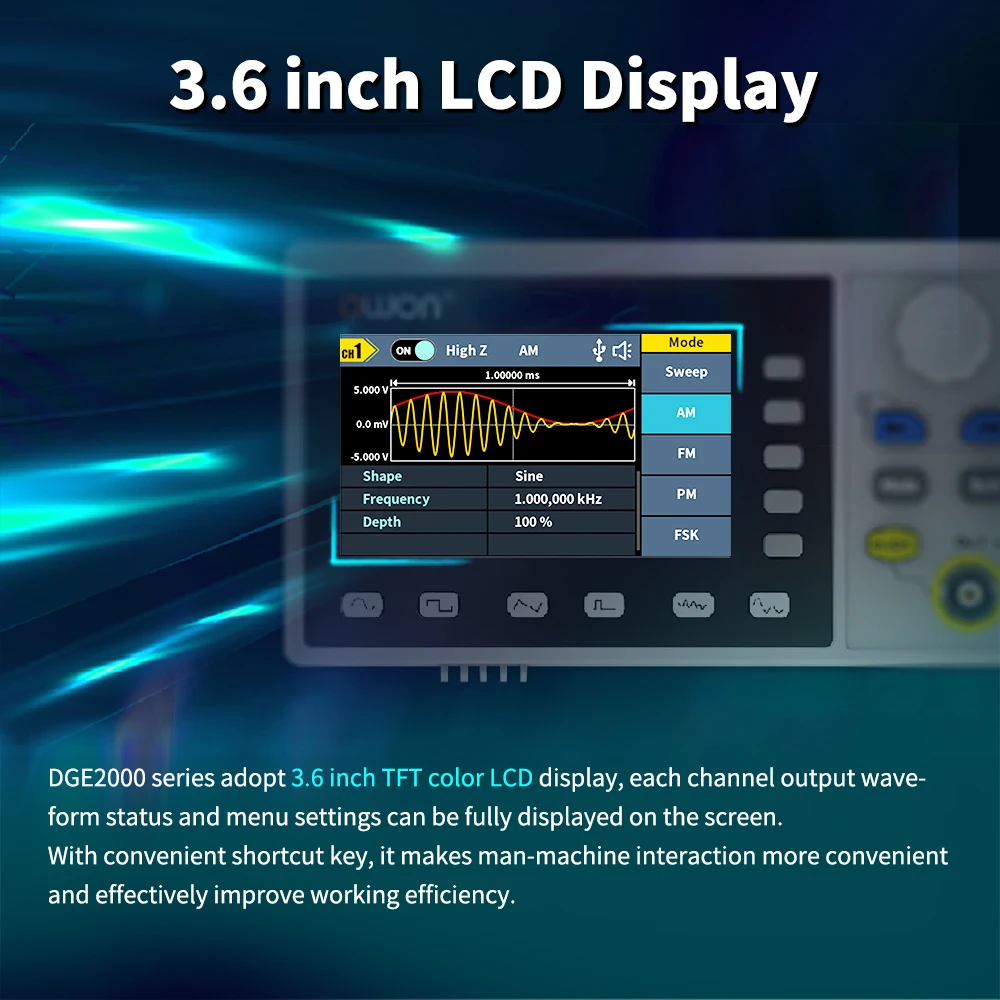 OWON DGE2035 DGE2070 2CH Waveform Generator 3.6