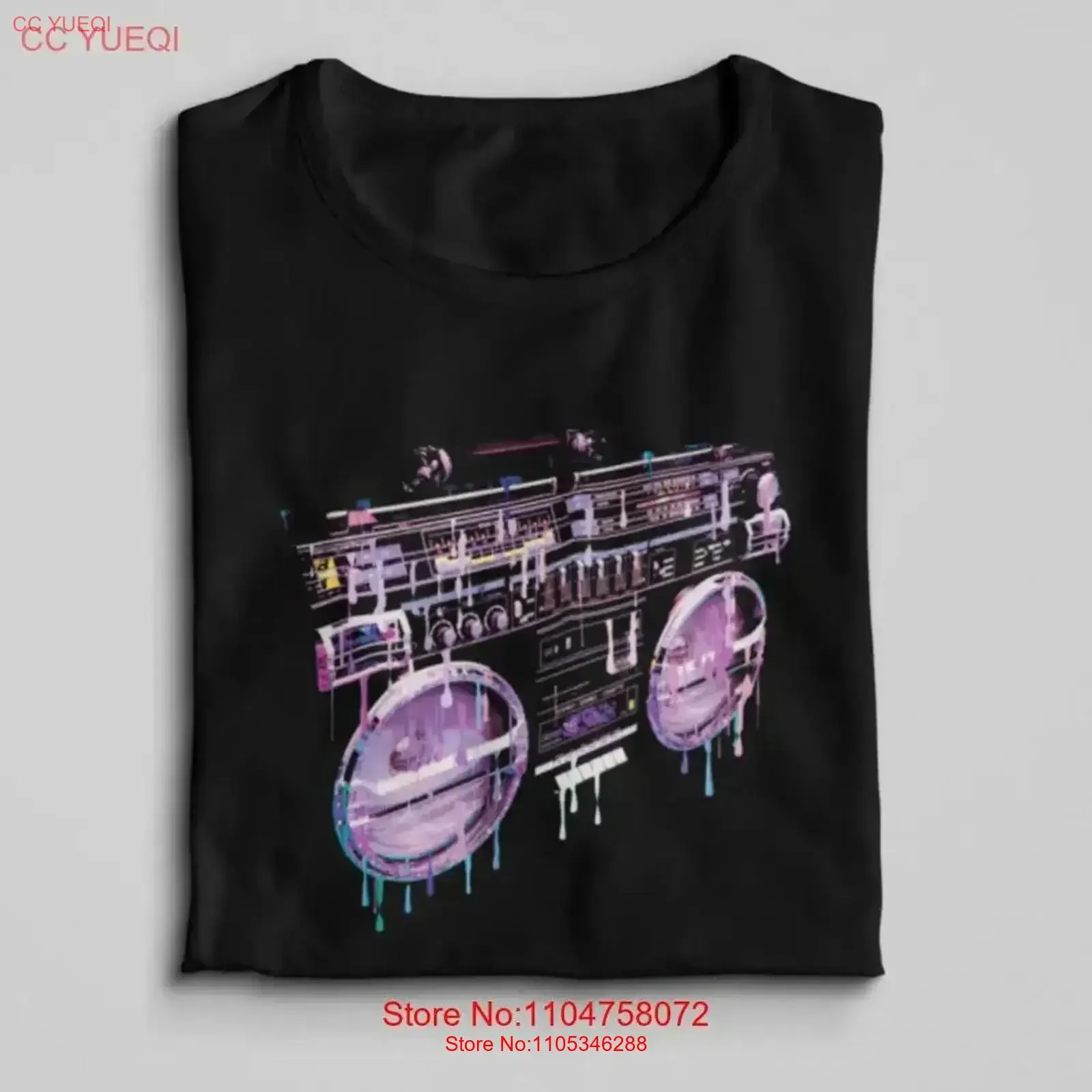 Camiseta Retro Ghettoblaster Años 80 y 90, Música Hip Hop Rap, Boom Box Vintage, Ropa de Diseñador Lavada, Ligeramente Elástica y Transpirable