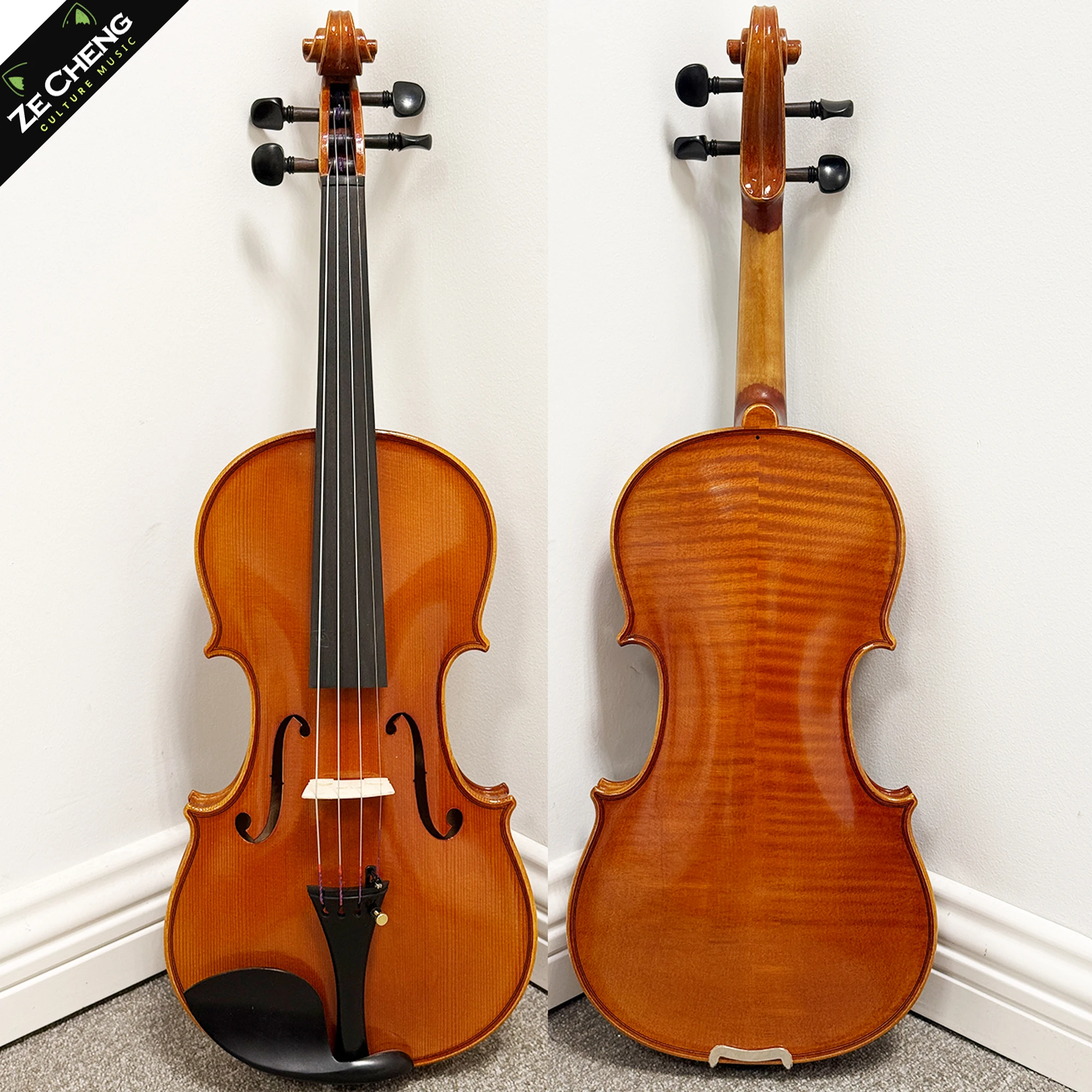 

Beginner Violin! Flame Pattern Handmade Violin 4/4 Cost-Effective Spruce Panel Ebony Accessories