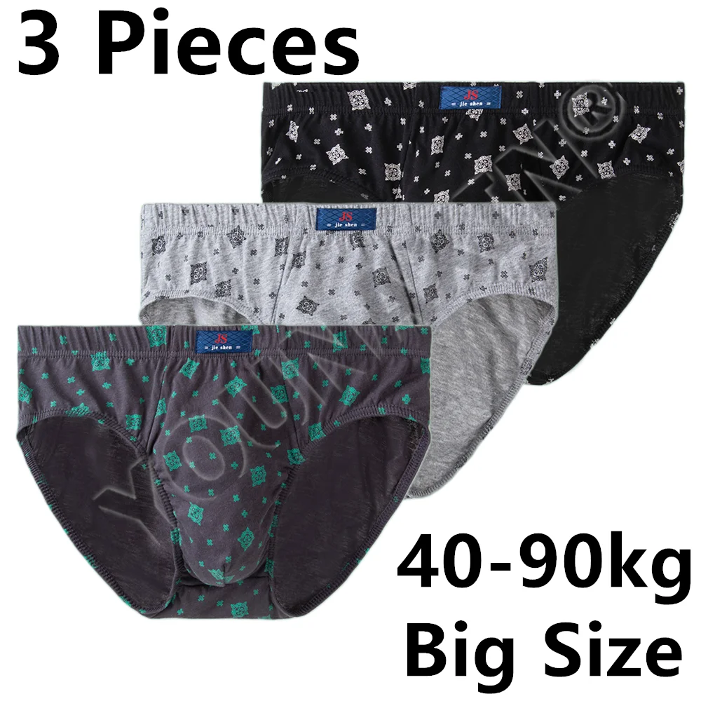 3 Pieces/Lot Men Big Size Cotton Briefs Knickers Panties Pant Middle-aged And Elderly Underwear Large Undies L XL 2XL 3XL 4XL