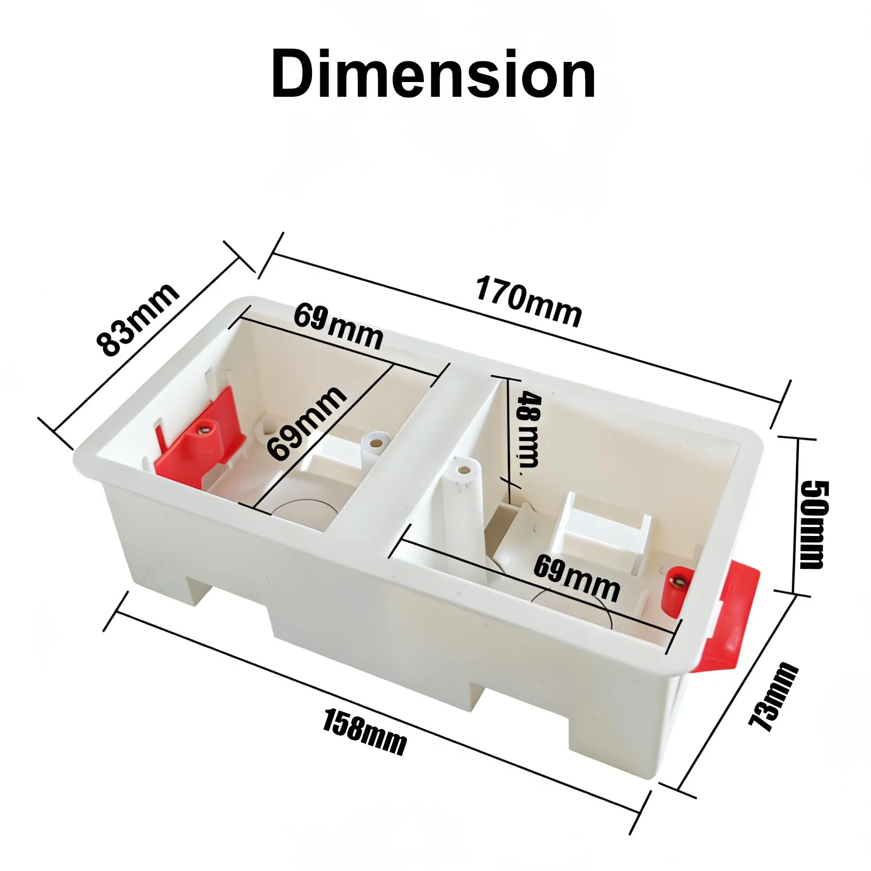 2 Gang Type Cassette Double Dry Lining Box For Gypsum Board / Drywall / Plasterboad 50mm Depth Wall Switch BOX Wall Socket