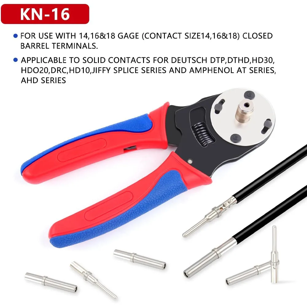 Deutsch Crimpzange, 4-Wege-Einprägung, 8-Prägungs-Crimper mit geschlossenem Schaft und Deutsch Crimpwerkzeug für Deutsch-Kontakte – AWG14-22 – Detail 6