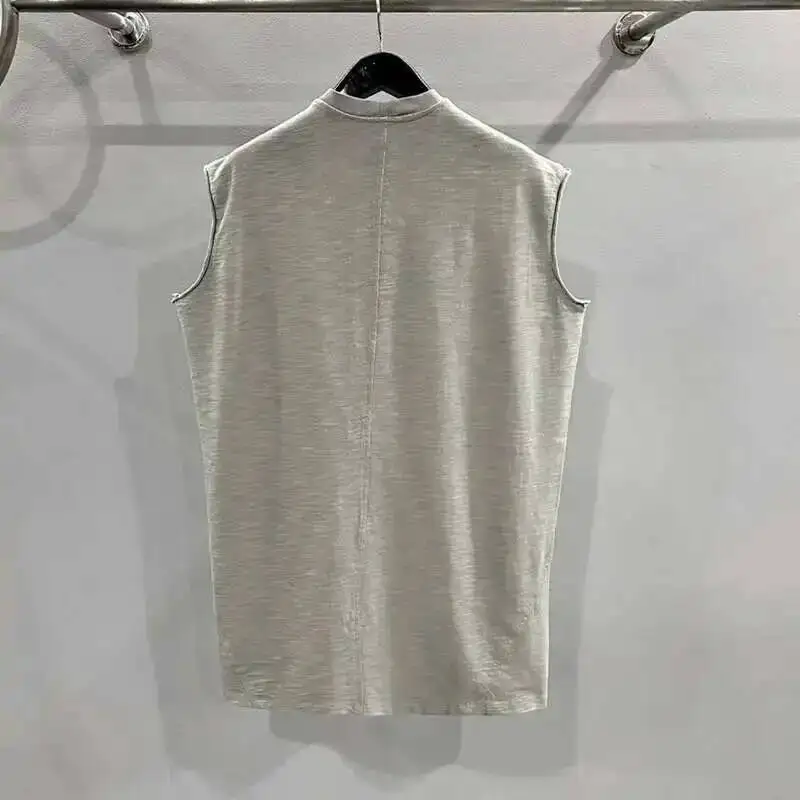 HKSH Summer Spring New Men's Tide Bamboo Joint Cotton Thick Panel Knitted Loose Casual Sleeveless T-shirt Chic Dark Vest HK0367