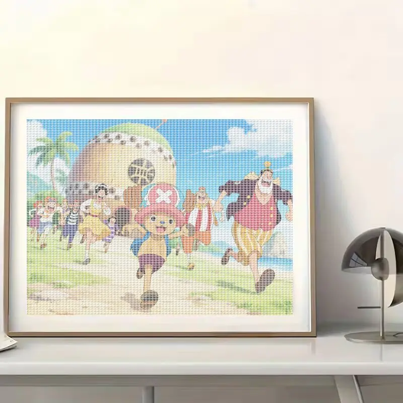 ワンピース トニー・トニー・チョッパー＆仲間たち 5Dダイヤモンドペインティングキット、フルドリルDIYアニメ漫画ラインストーンアートクラフト、40x50CM