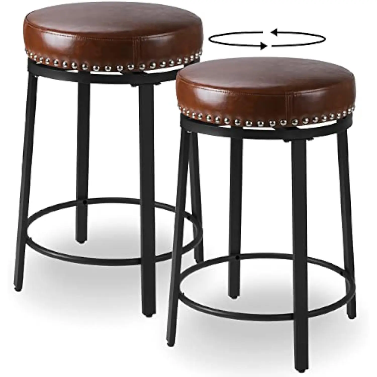 

Swivel Bar Stools Set of 2, Industrial Counter Height Bar Stools Round, 24 Inch Swivel Counter Stools Pub Stool, Stools for Kit