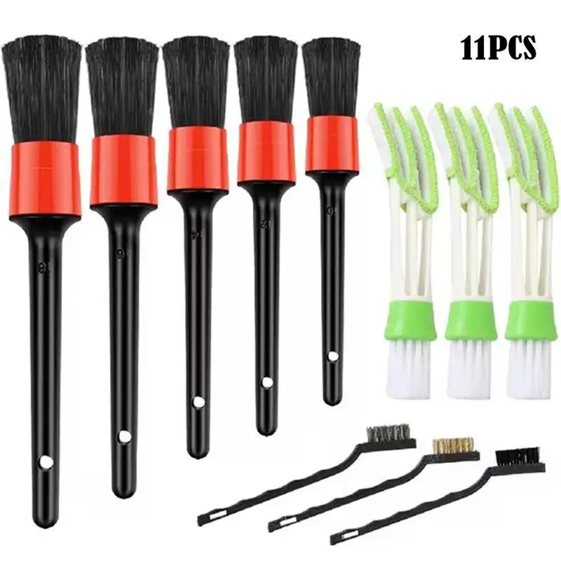 

11 Pieces Cleaning Brush Set Wire Brush Interior Crevice Dusting Air Conditioner Brush Car Detailing Tools