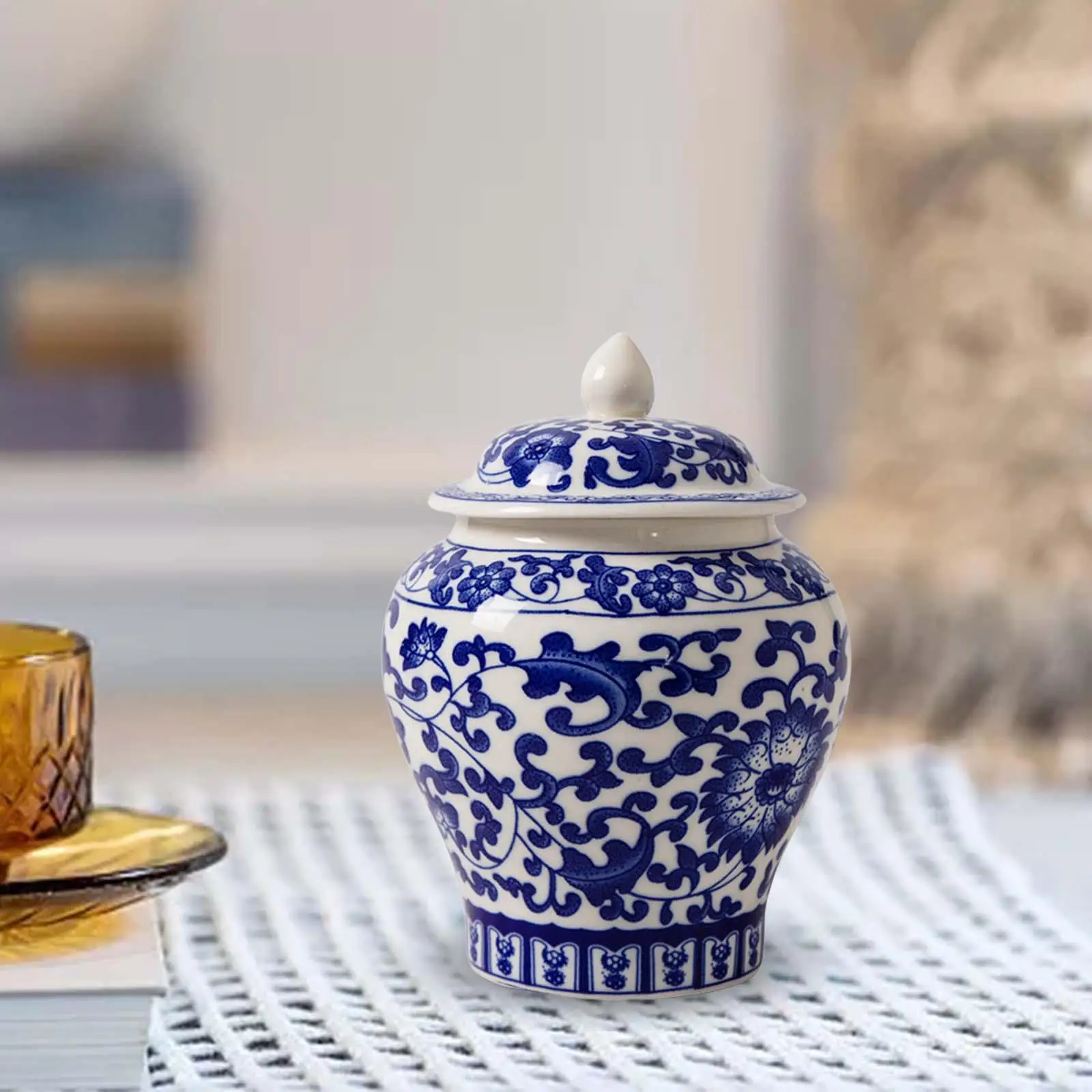 Ceramic Ginger Jar Asian Ginger Jar Decorative Crafts Traditional Chinoiserie Porcelain Jars for Office Home Decor Weddings