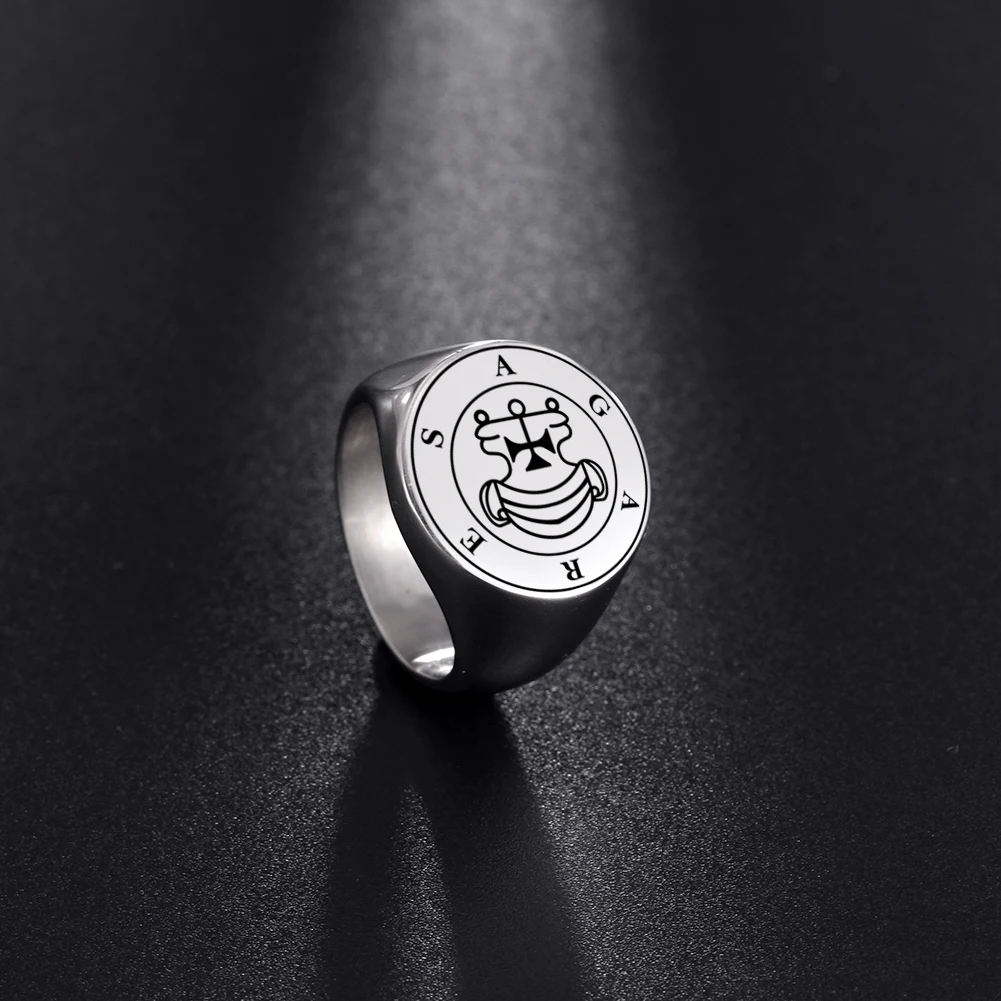 Dreamtimes Seal of Solomon AGARES Demon Seal Ring Magic Runes Stainless Steel Signet Rings For Men Pagan Amulet Jewelry bijoux