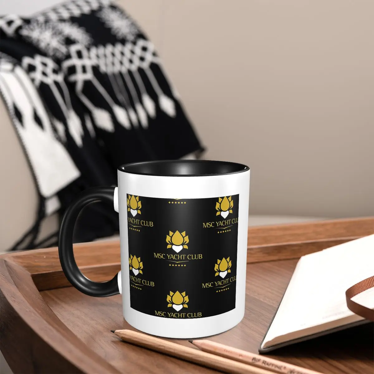 MSC Yacht Club Logo Design Cap Mug مضحك أكواب القهوة السيراميك أكواب الشاي كوب حليب درينكوير هدايا للأصدقاء #1