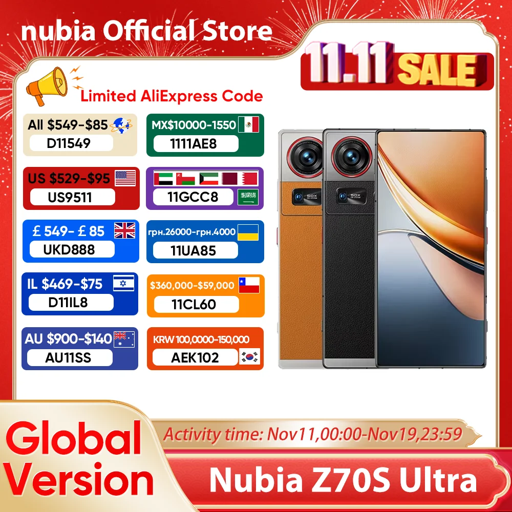 [2025 World Premiere] Nubia Z70S Ultra Global Edition Snapdragon 8 Elite 6.85-inch 1.5K 120Hz OLED 6600mAh 80W 64MP+50MP IP69
