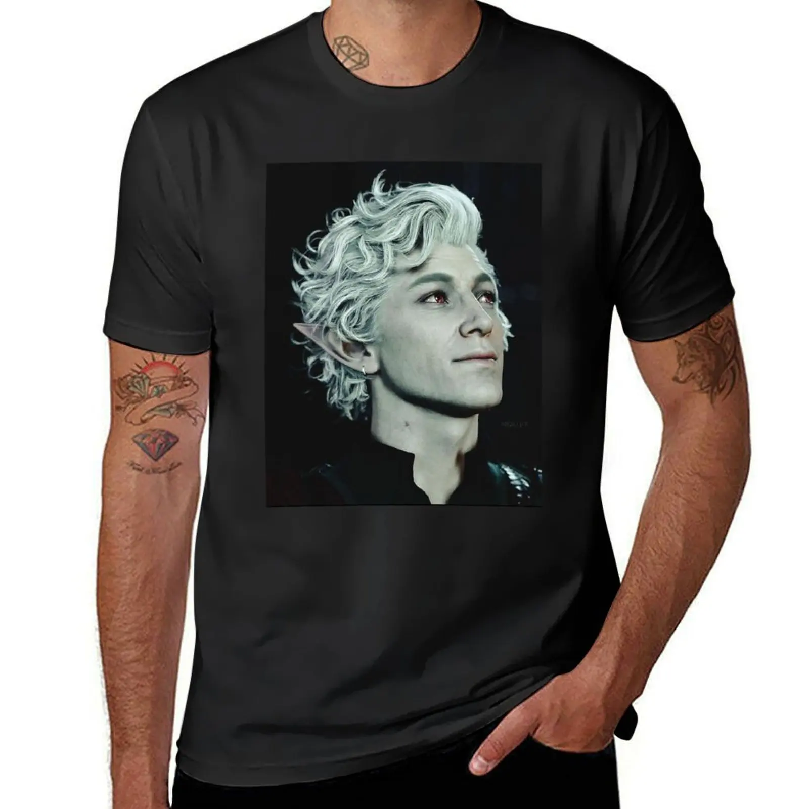 

astarion the pale elf T-Shirt baggy shirts blue archive cotton man t-shirts men t shirts high quality
