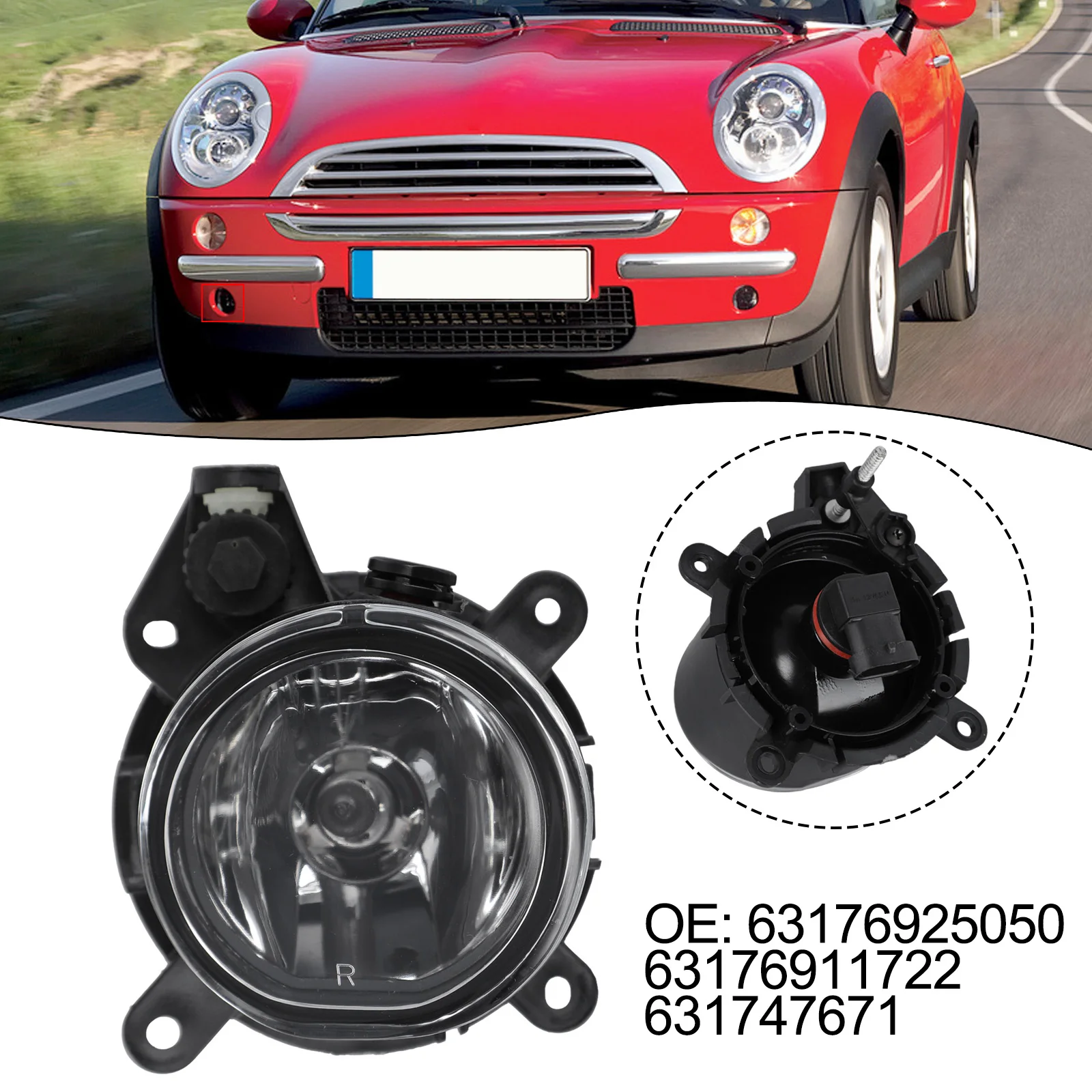 

For Mini R50 R52 R53 Front Bumper Fog Light Lamp Right Side Car Fog Ligh Tail Lamp Assembly 63176925050 63176911722 Car Supplies