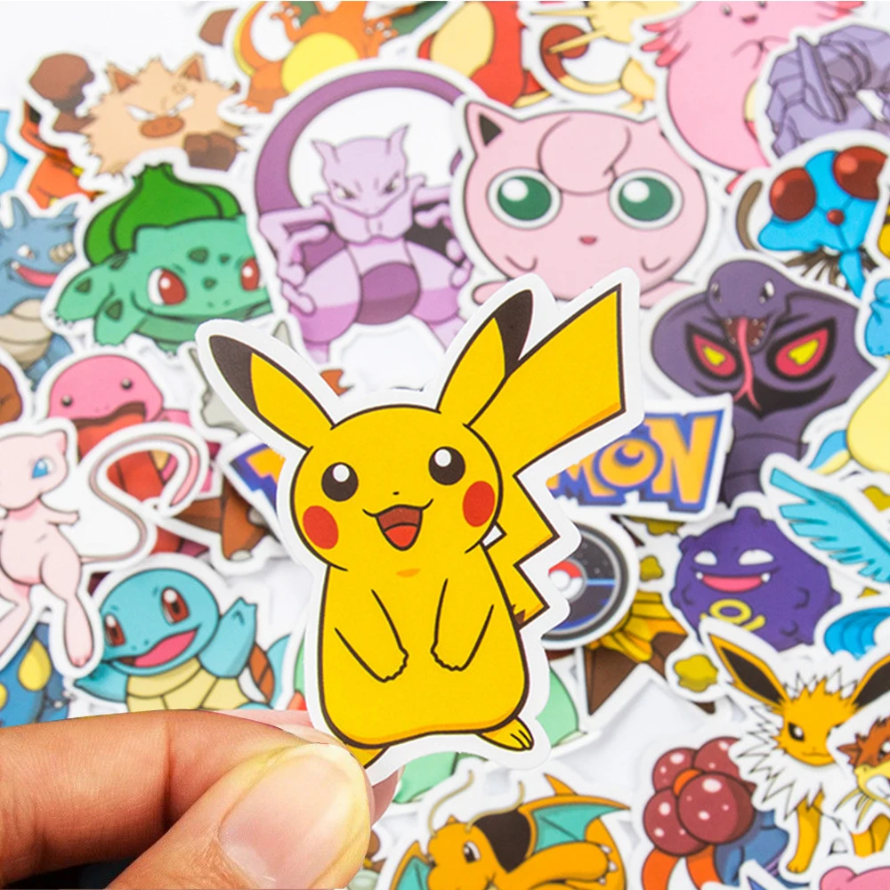 

50Pcs Pokemon Stickers Kawaii Pikachu Skateboard Bicycle Guitar Laptop Kids Waterproof Stiker Toys