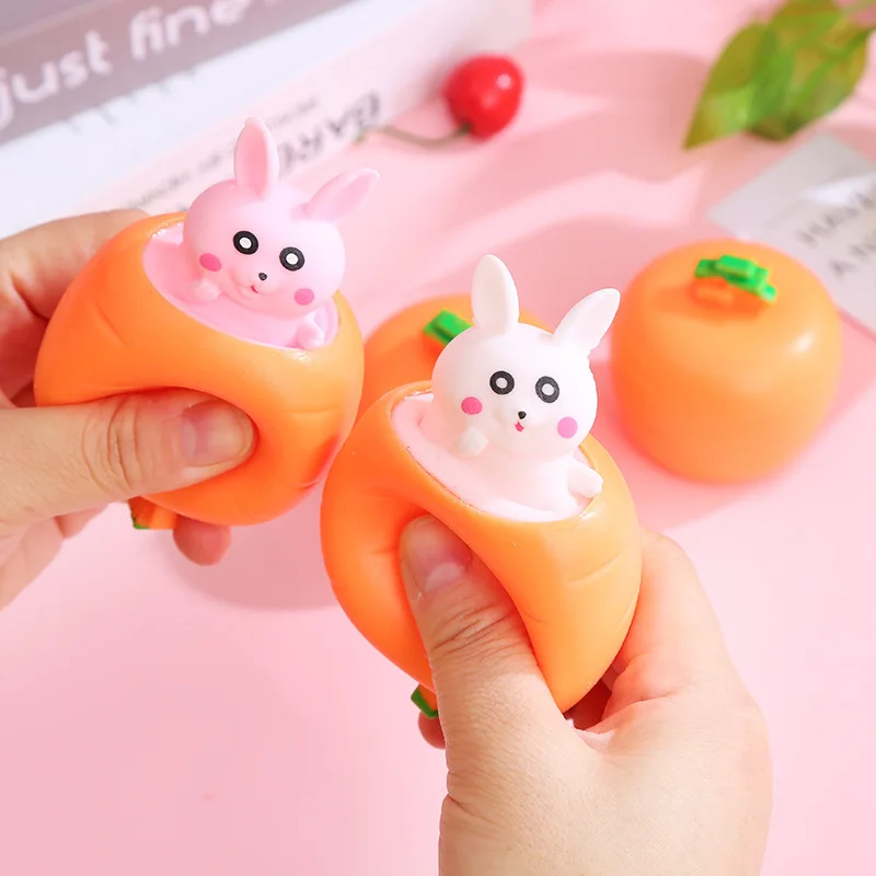 Knijpen Wortel Konijn Beker Mooie Schattige Kawaii Speelgoed Decompressie Fidget Anti Stress Sensorische Verlichting Kinderen Volwassen Cadeau Pop-Up