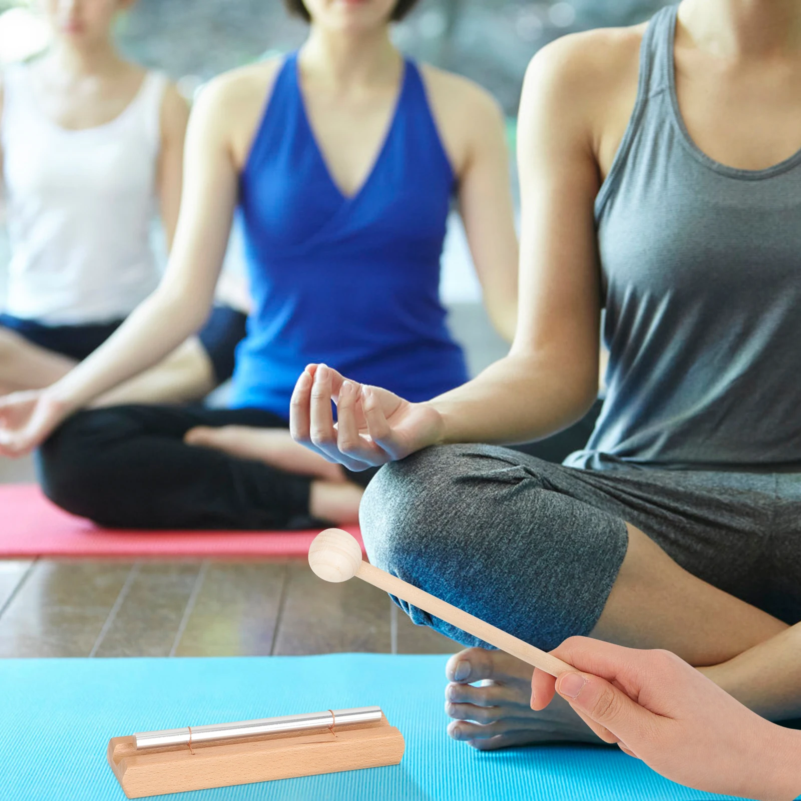 

2 set 2 Sets Wood Hand Chime Metal Meditation Bell Mindfulness Chimes Yoga Classroom Tool Kids Music Instrument Teacher Reminder