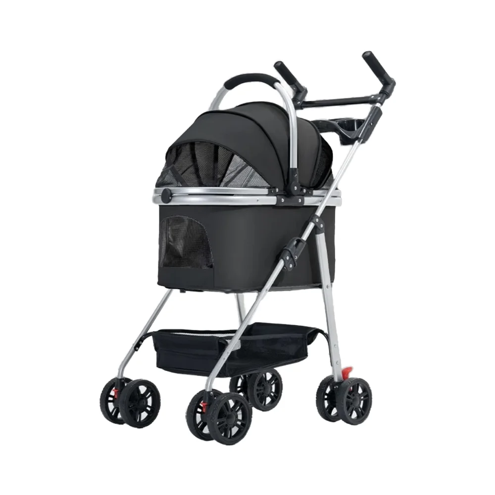 

Складная коляска для домашних животных из АБС-пластика, портативная сумка для собак и кошек, съемная внешняя часть для прогулок и толкания, съемная спинка для собак