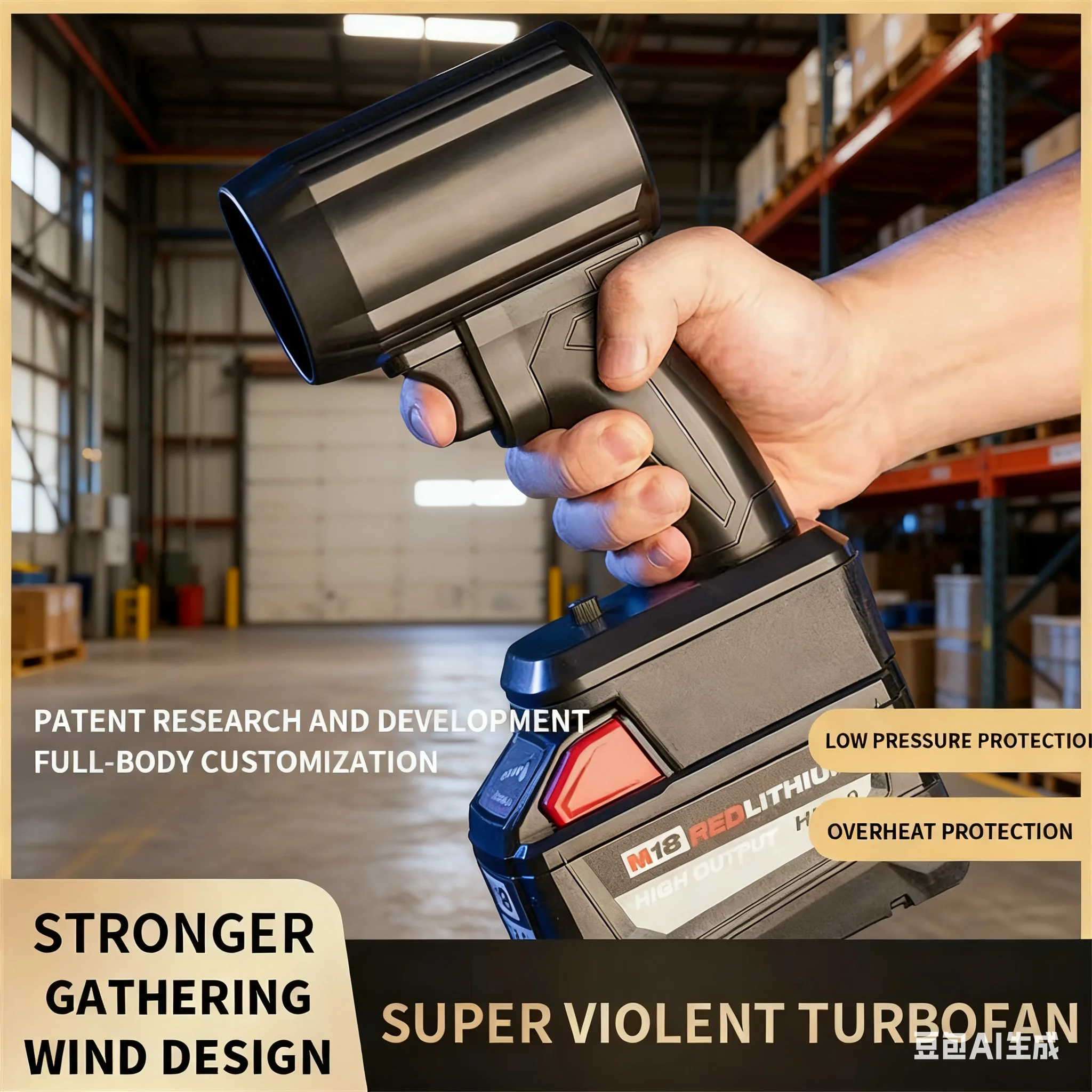 

Для вентилятора Milwaukee Turbojet Xl 260000 об/мин, мощный вентилятор, трехтурбинный вентилятор, струйный вентилятор, мощный вентилятор, портативный. Скорость ветра 340 м/с.