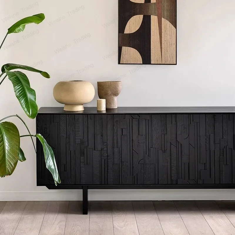 

Side cabinet, tea cabinet, high-end art carving locker, Nordic retro