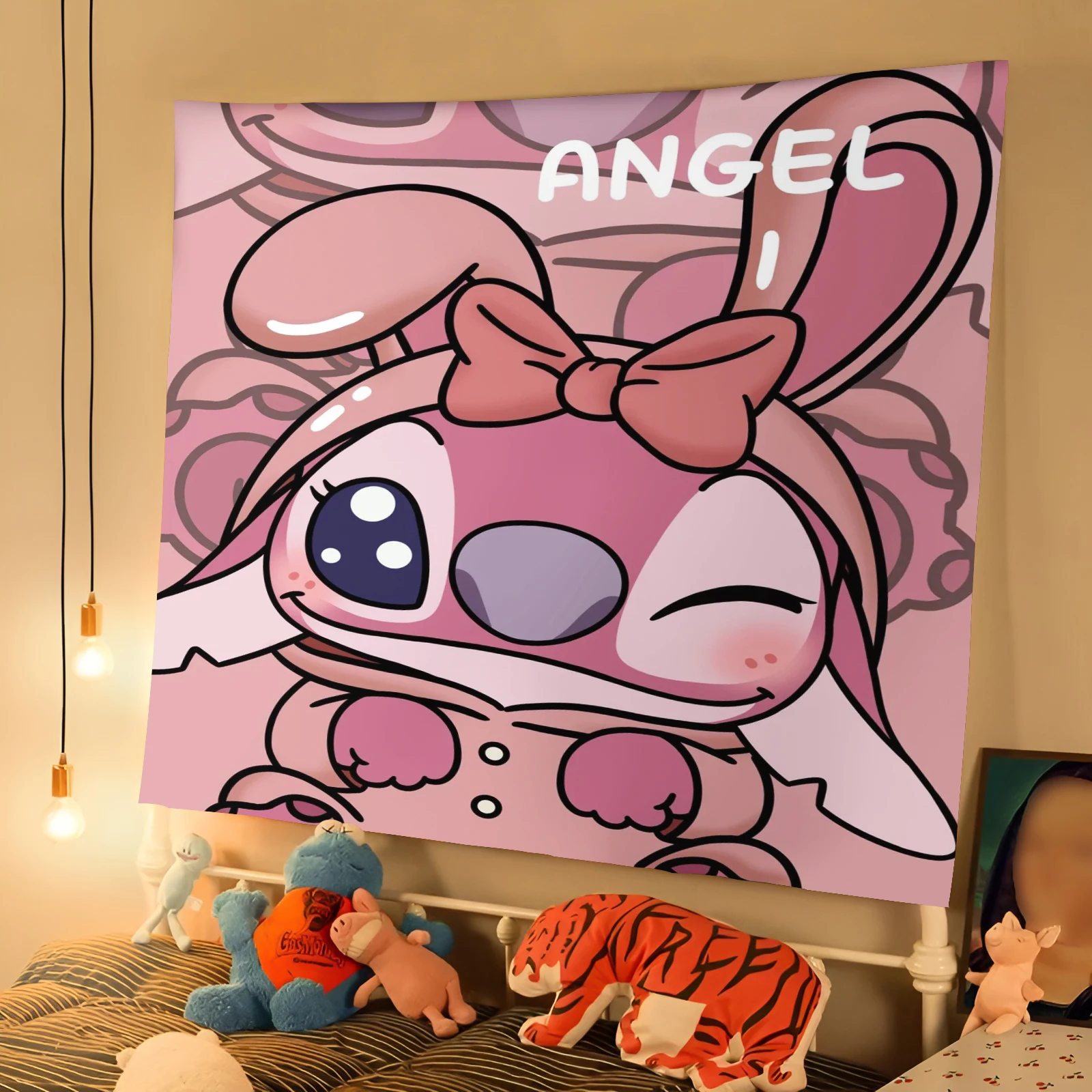 

Disney Stitch Tapestry Star Baby Cute Cartoon Background Cloth Dormitory Bedside Decoration Wallpaper Ins Photo