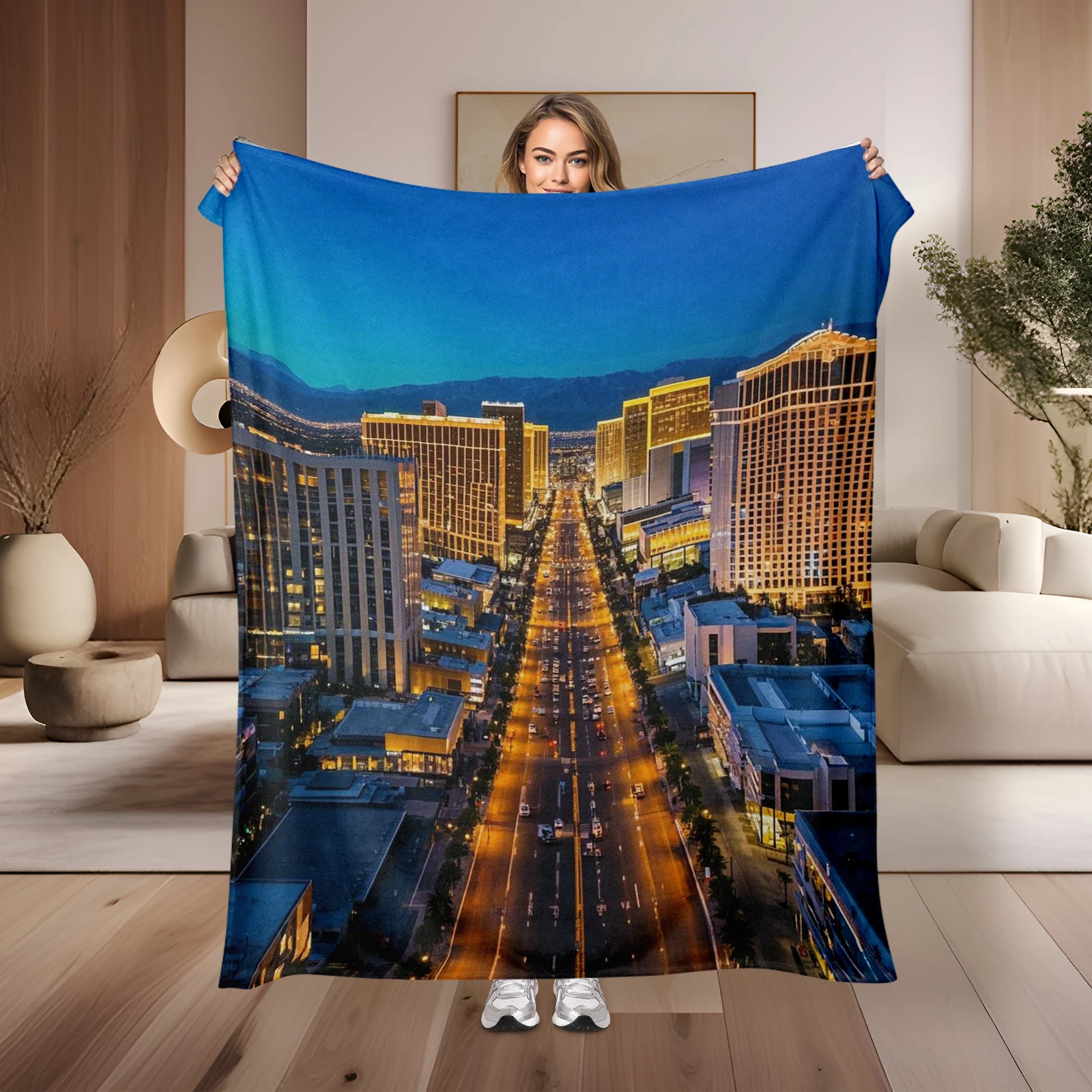 Las Vegas City Night View Special Throw Suitable For Home Use Brings Warmth Anytime Anywhere As A Gift