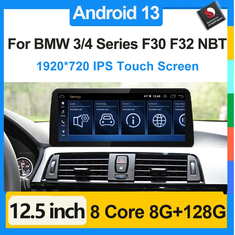 

Android 13 Qualcomm Carplay Auto Multimedia Player GPS Navigation Radio Screen Car DSP for BMW 3/4 Series F30 F31 F32 F33 F34