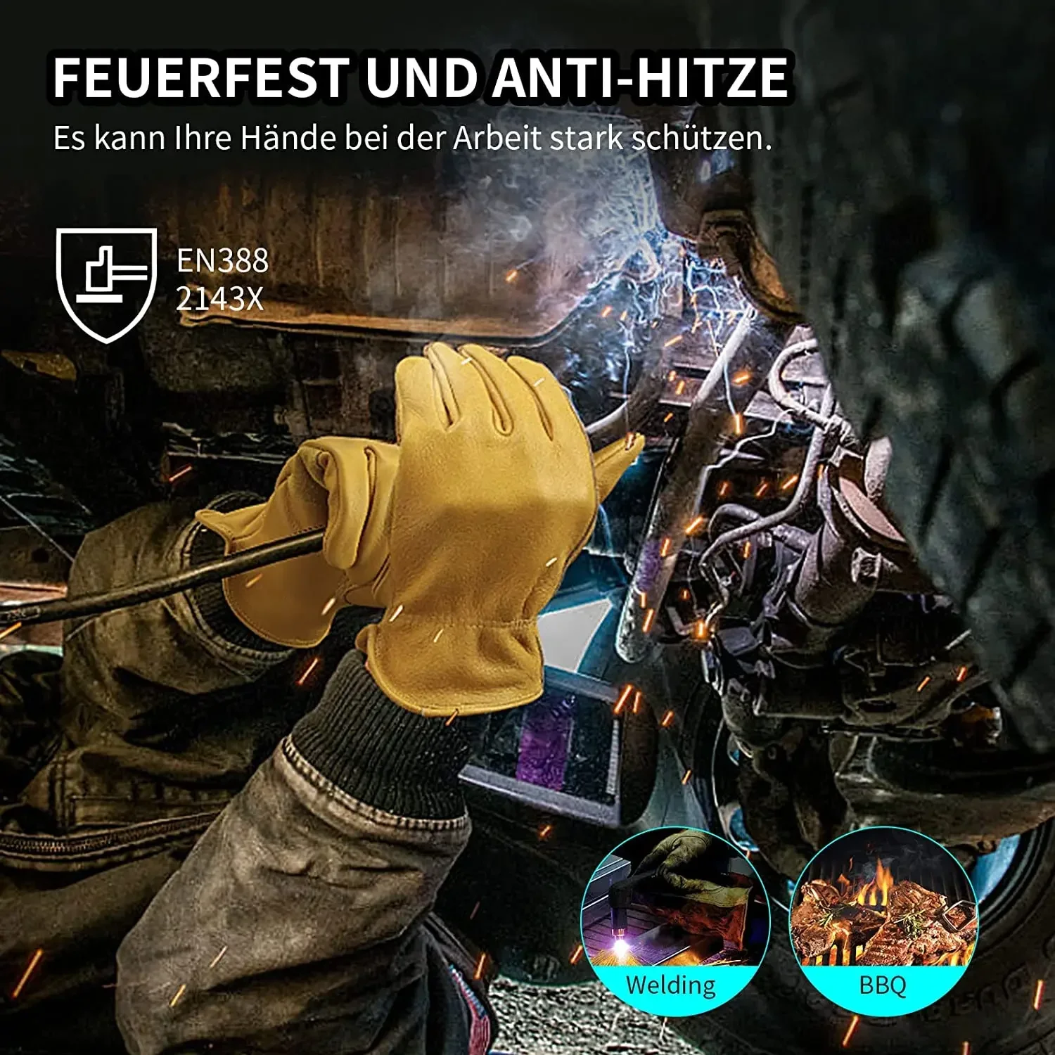 Flex grip luvas de trabalho de couro elástico pulso resistente luvas de trabalho anti-malha pulso lona apoio produtos de segurança