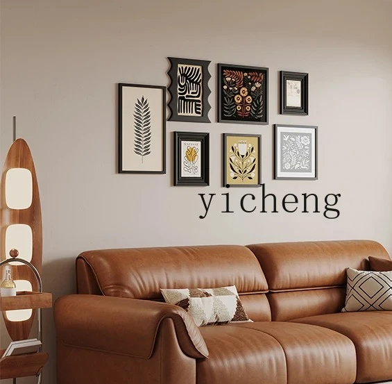 

XL1 retro leather sofa antique living room simple straight row black first layer cowhide oil wax leather sofa